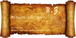 Mityin Zádor névjegykártya